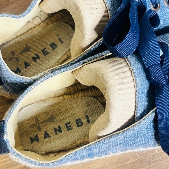 Manebi Hampton's Lace Up Espadrille Sneakers in Chambray 37 6.5 Coastal Prep - Picture 6 of 7
